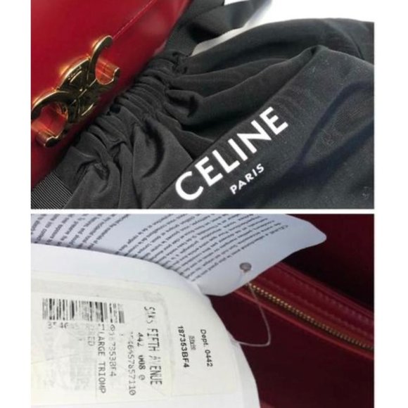 CELINE Cr Triomphe Large Natural Red Calfskin Leather Shoulder Bag - Picture 12 of 12